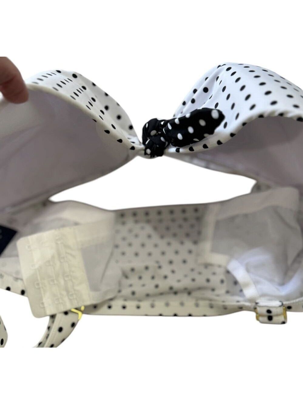 Swimsuits For All Bikini Sz 38G/20 Black White Polka Dot Bow High Waist Brief - Picture 6 of 11
